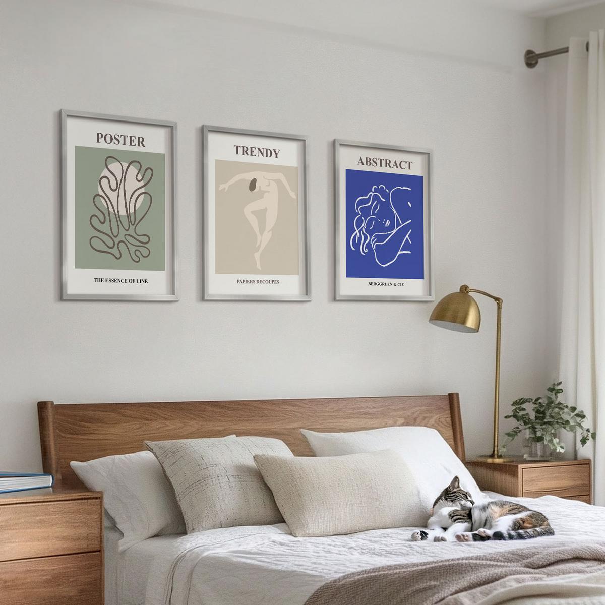 BILDER SET 3er Set - 40x60 cm Silberner Rahmen - Henri Matisse Pastellgrafiken - Silberfarben, Kunststoff (40/60cm) - TULUP