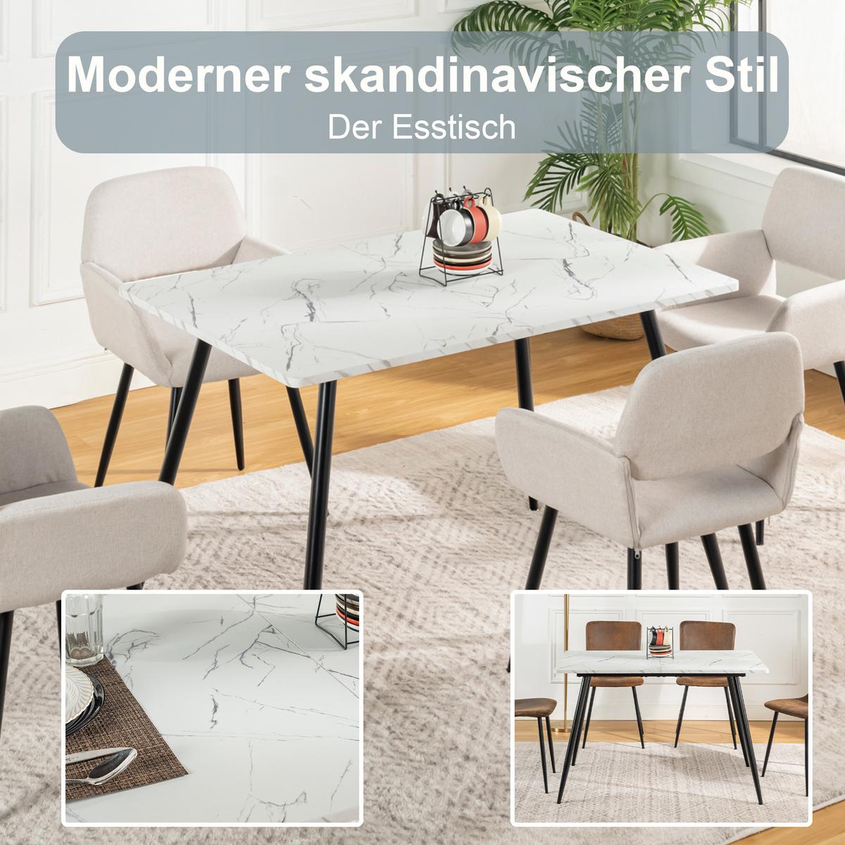 ESSTISCH 120/80/75 cm Rechteckige weiße - Schwarz, Holz/Metall (80/120/75cm) - Urban Meuble