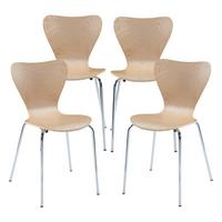 ESSZIMMERSTUHL-SET 4 TLG. Essunga - Chromfarben/Birkefarben, Holz/Metall (48/80/45.5cm) - [en.casa]