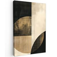 LEINWANDBILD Abstrakt - Geometrische Formen - Schwarz - Gold Deko Groß 90x140 cm - Ecru, Textil (90/140cm) - MuchoWow