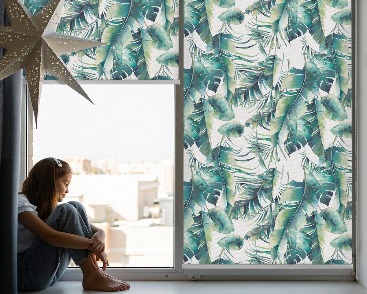 INNENROLLO - Fensterrollo - Rollo - 80x180 cm - Blätter - Grün, Kunststoff (80/180/0.5cm) - TULUP