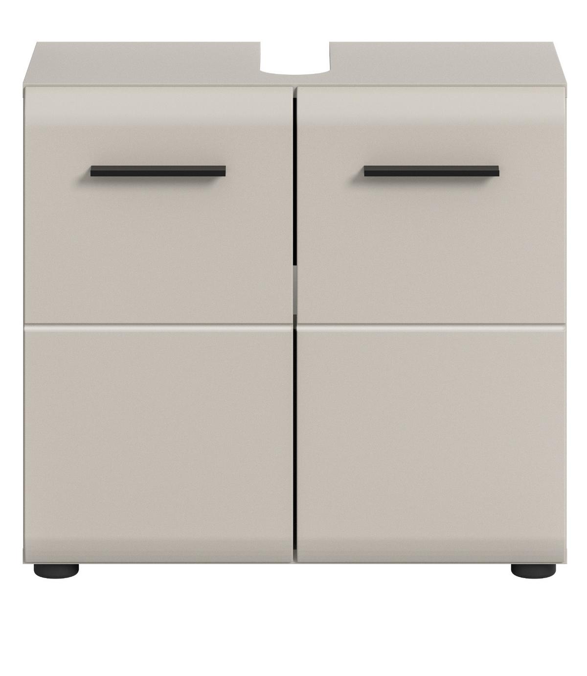 WASCHBECKENUNTERSCHRANK Kaschmir 60 cm, Badezimmer Unterschrank 2-türig - Kaschmir/Schwarz, Holzwerkstoff/Kunststoff (60/54/30cm) - Inn.Furn