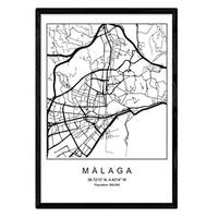 POSTER Malaga Nordic Style A4 Schwarzer Rahmen - Schwarz, Papier (29.7/5/21cm) - Nacnic