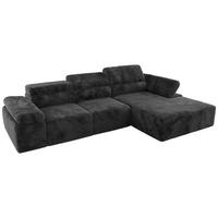 ECKSOFA RILASSO L Dunkelgrau Plüsch - rechts - Dunkelgrau/Schwarz, Kunststoff/Textil (174/296cm) - MKS