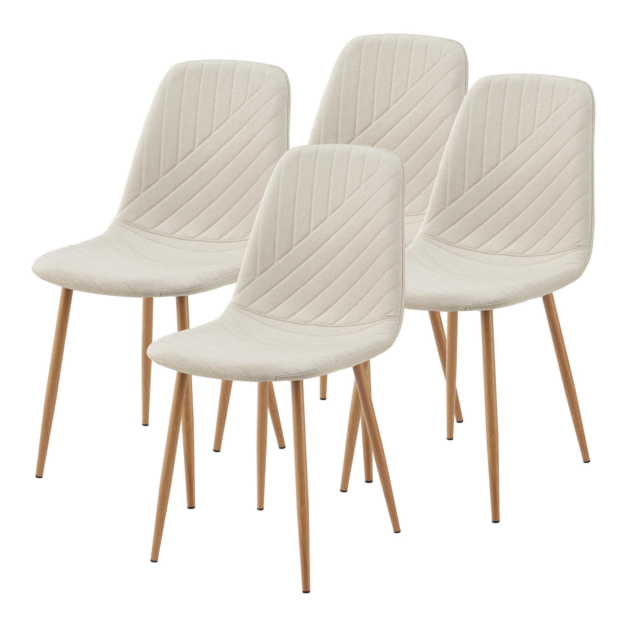 ESSZIMMERSTUHL-SET 4 TLG. Köfering - Beige, Textil/Metall (44/88/55cm) - [en.casa]