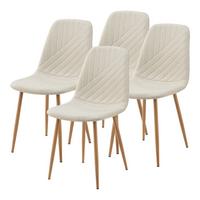 ESSZIMMERSTUHL-SET 4 TLG. Köfering - Beige, Textil/Metall (44/88/55cm) - [en.casa]