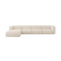 ECKSOFA Ottomane Links MIRA-L3 409x179x70 Beige Velours - Greige/Beige, Holzwerkstoff/Kunststoff (409/179cm) - ALTDECOR