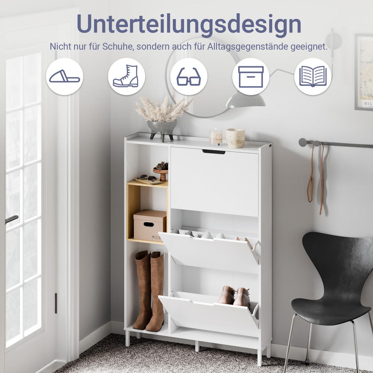 SCHUHKIPPER Weiß - Weiß, Holzwerkstoff (90/129.5/19cm) - SoBuy