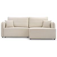 ECKSOFA Kassian, Hellbeige Strukturstoff, rechtsseitig - Ecru/Schwarz, Kunststoff/Textil (147/227cm) - Selsey