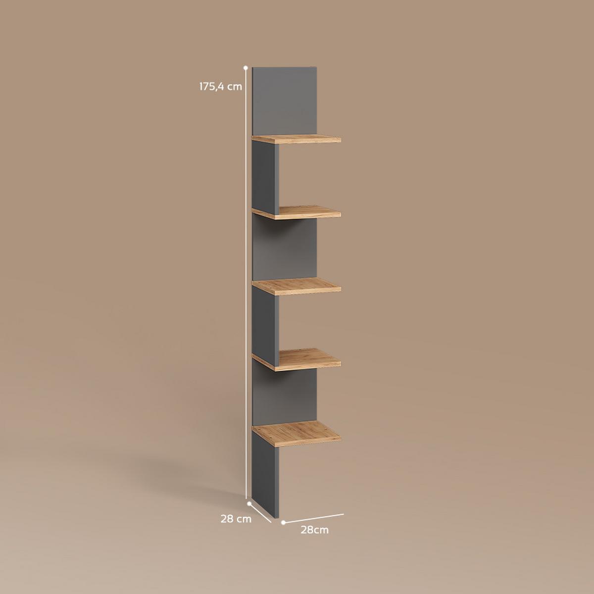 ECKREGAL Vesuvio Anthrazit 28 x 175.4 cm 2er Set - Anthrazit, Holzwerkstoff (28/175.4/28cm) - Livinity®