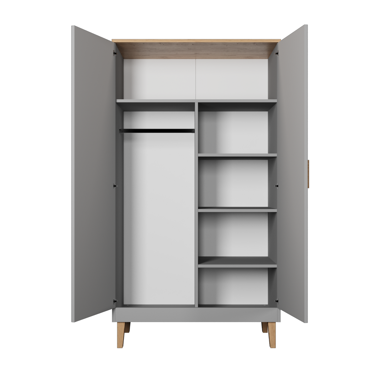 DREHTÜRENSCHRANK Denver - Grau, Holzwerkstoff (100/184/55cm) - RAUMHIRSCH FURNITURE