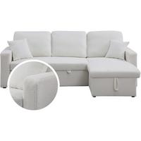 ECKSOFA alain weiss - Weiß, Textil (145/221cm) - Habitat Garten