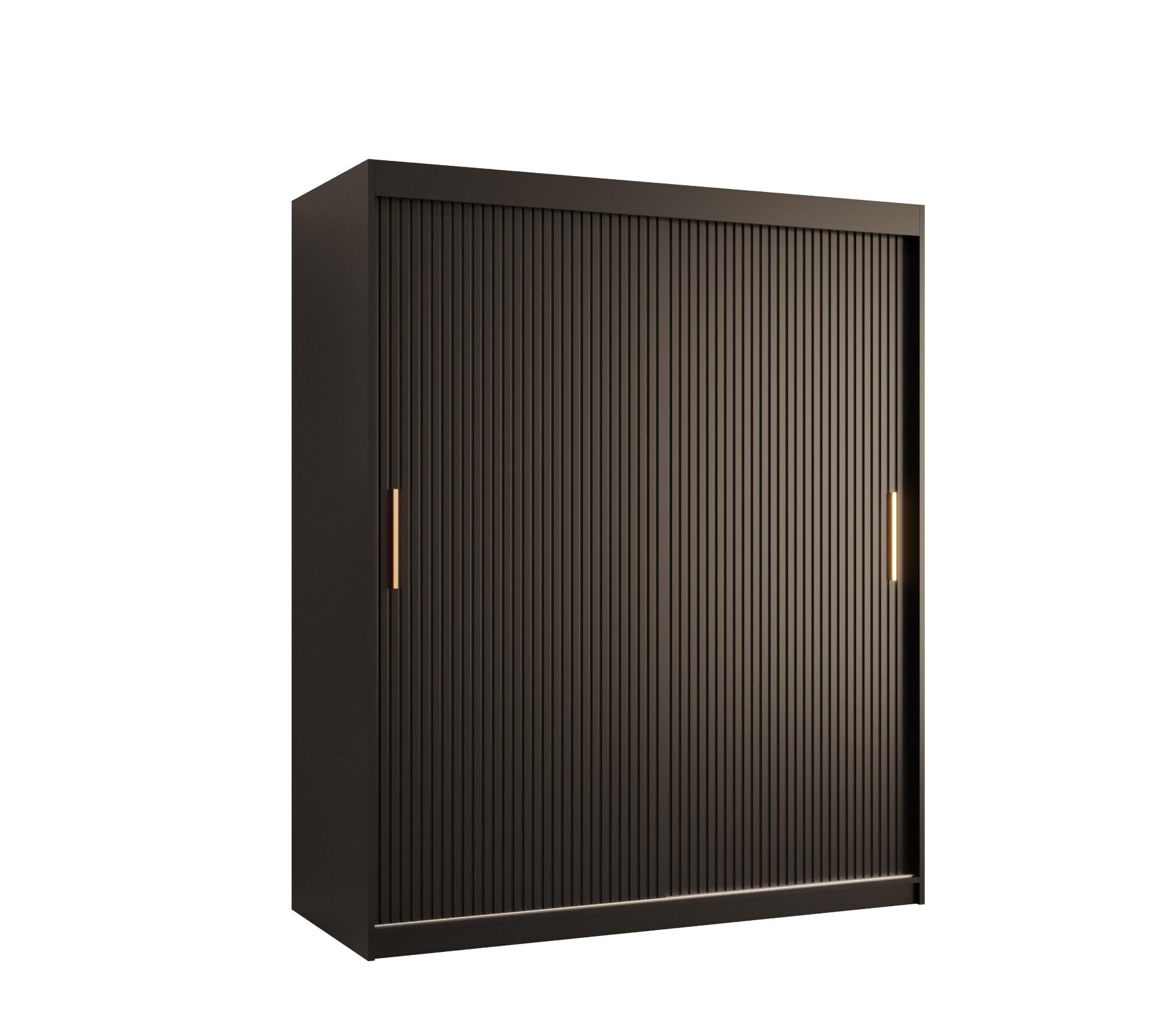 SCHWEBETÜRENSCHRANK 200/150/62 2-türig - Goldfarben/Schwarz, Holz/Kunststoff (150/200/62cm) - MÖBEL KRYSPOL