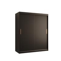 SCHWEBETÜRENSCHRANK 200/150/62 2-türig - Goldfarben/Schwarz, Holz/Kunststoff (150/200/62cm) - MÖBEL KRYSPOL