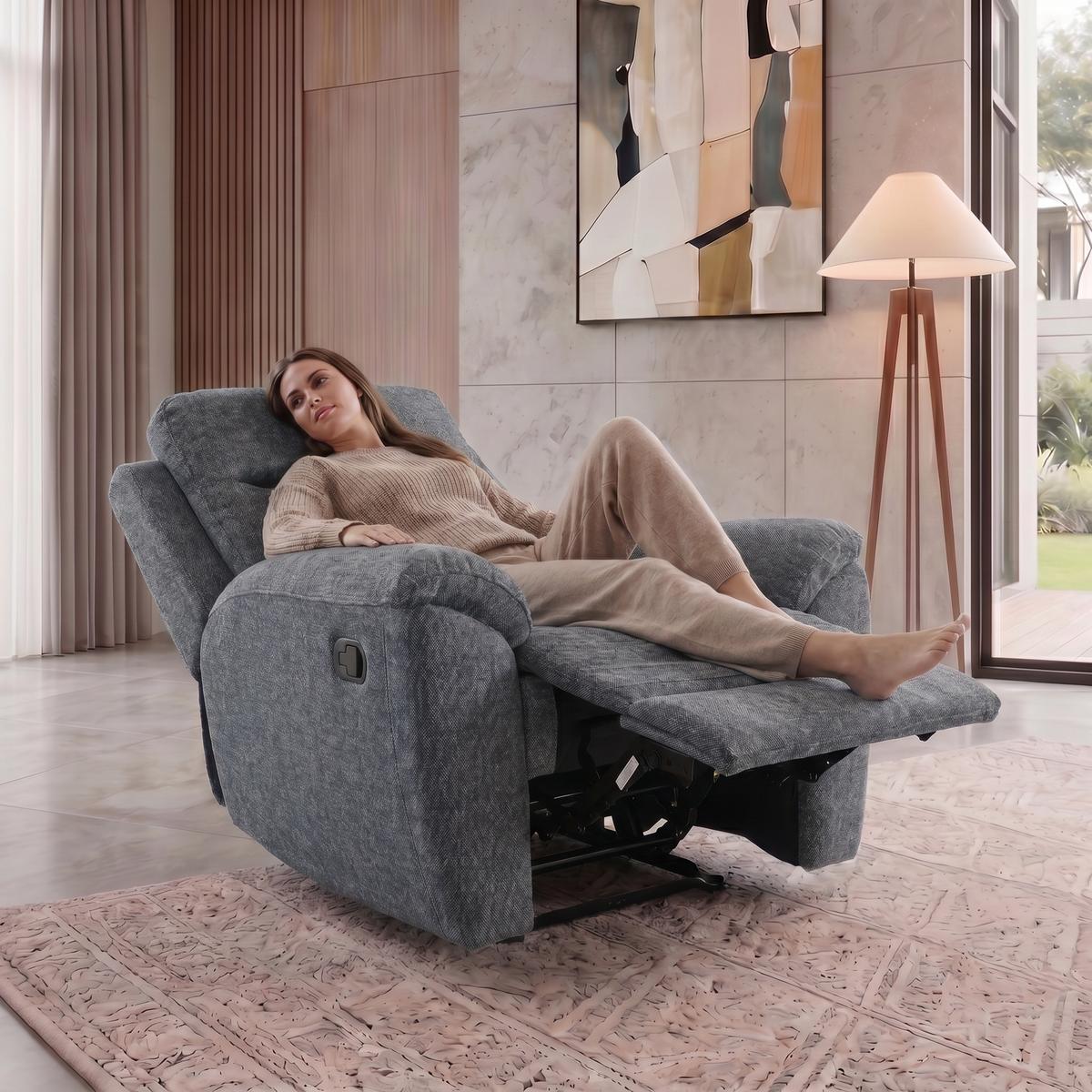 RELAXSESSEL Dolce, Fernsehsessel mit Relaxfunktion, 98 cm, Dunkelgrau, Chenille - Dunkelgrau, Textil (98/106/100cm) - Beautysofa