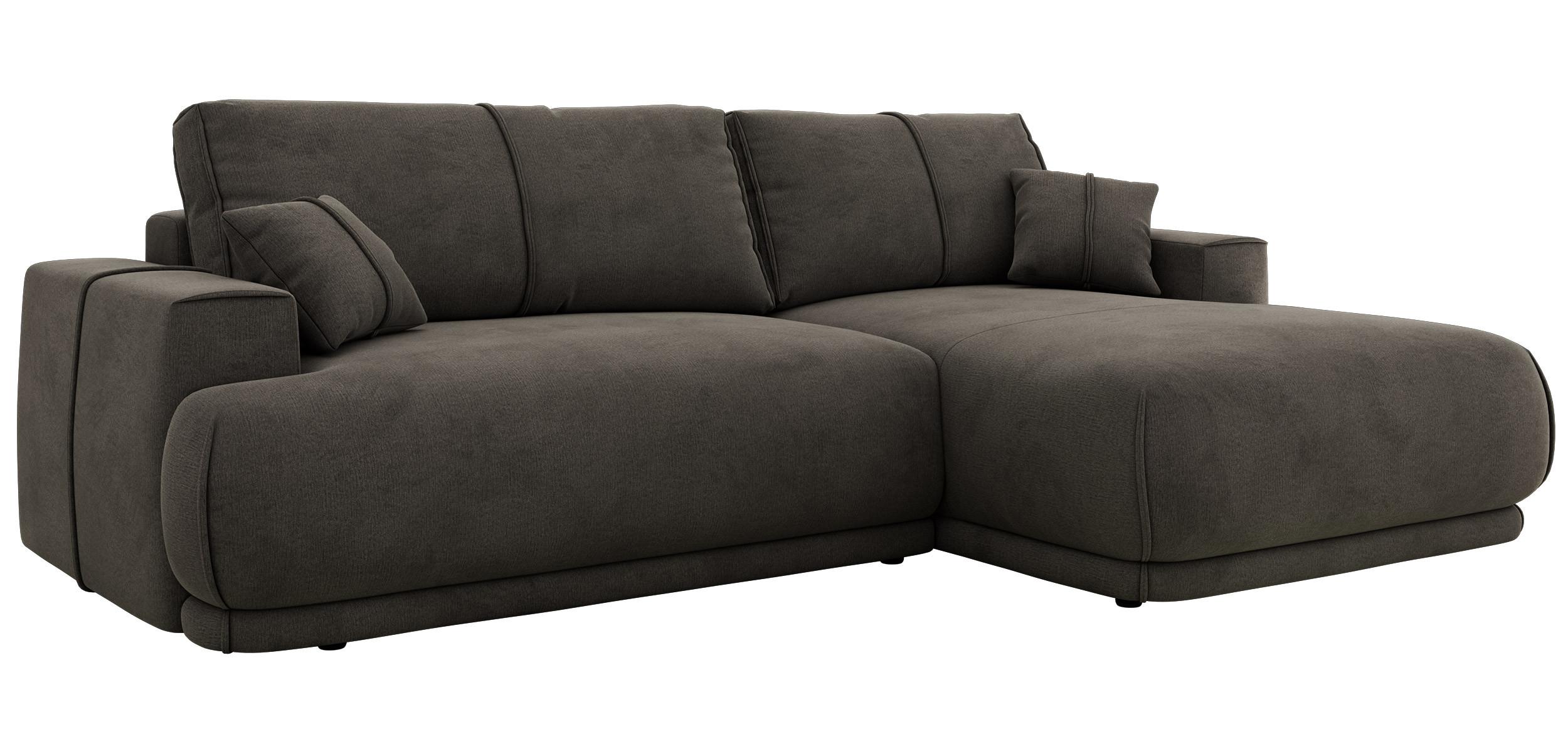 ECKSCHLAFSOFA RINA L Dunkelgrau Velvet - rechts - Dunkelgrau/Schwarz, Kunststoff/Textil (172/266cm) - MKS
