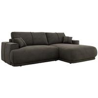 ECKSCHLAFSOFA RINA L Dunkelgrau Velvet - rechts - Dunkelgrau/Schwarz, Kunststoff/Textil (172/266cm) - MKS