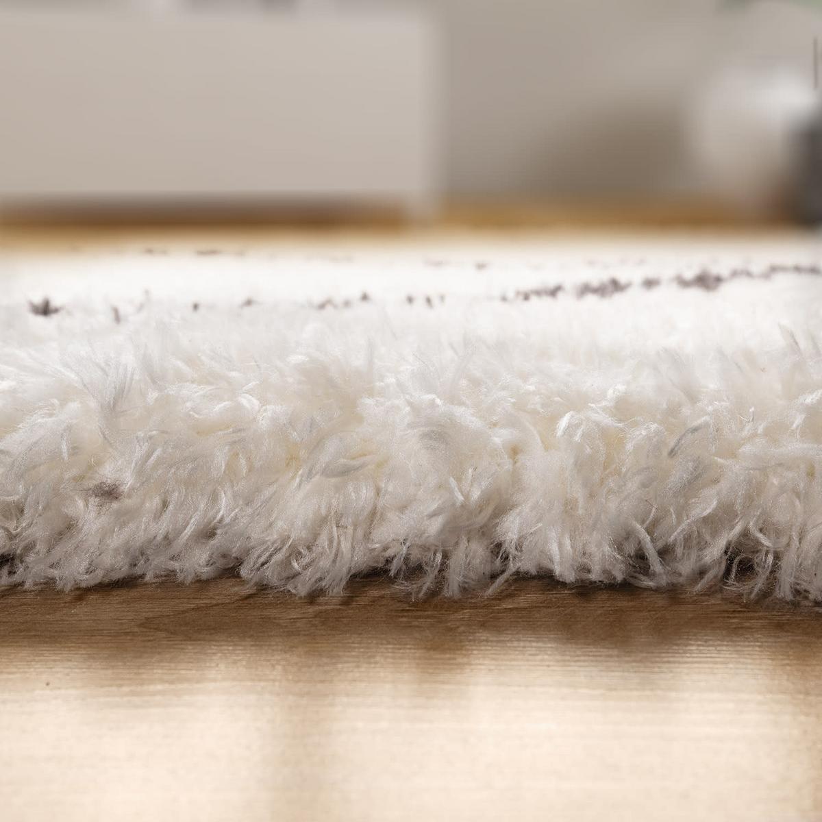 HOCHFLORTEPPICH, mit Rautenmuster, aus Polyester, Florhöhe 50 mm, Creme, 60 x 90 cm - Beige, Textil (60/90cm) - KADIMA DESIGN