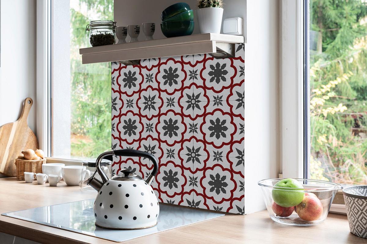 FLIESENAUFKLEBER 9 Stück 30x30 cm selbstklebend Geometrische Sterne - Grau, Textil (30/1.6/30cm) - TULUP