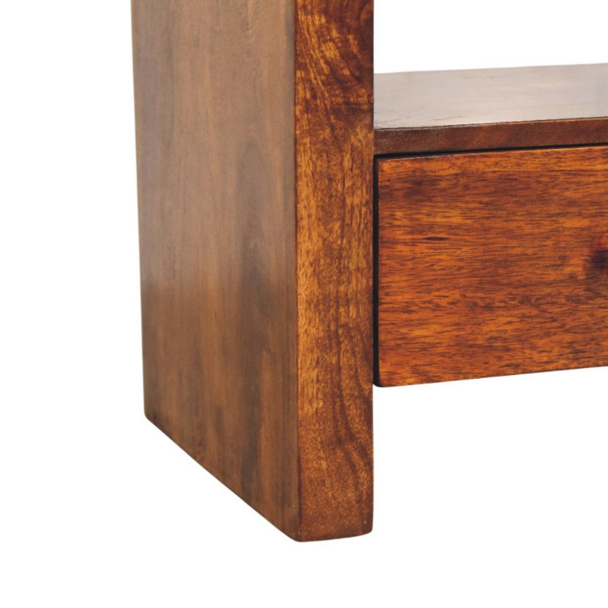 TV-MÖBEL Darcy Kastanie, 3 Schubladen und Offenes Regal, Dunkelbraun - Dunkelbraun/Messingfarben, Holz/Metall (110/45/35cm) - Artisan Furniture