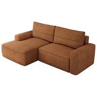 ECKSOFA BELLUNO L Orange Strukture - Links - Schwarz/Orange, Textil (144/233cm) - MKS
