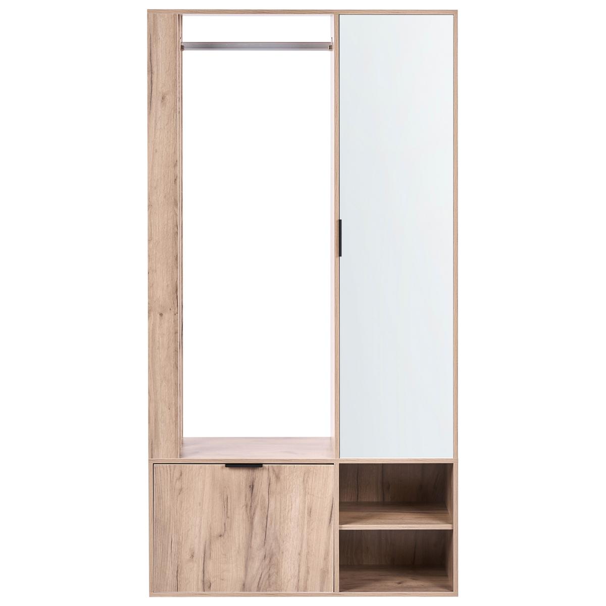 KLEIDERSCHRANK Hellbraun Quesnel - Hellbraun/Braun, Holzwerkstoff (100/190/35cm) - Beliani
