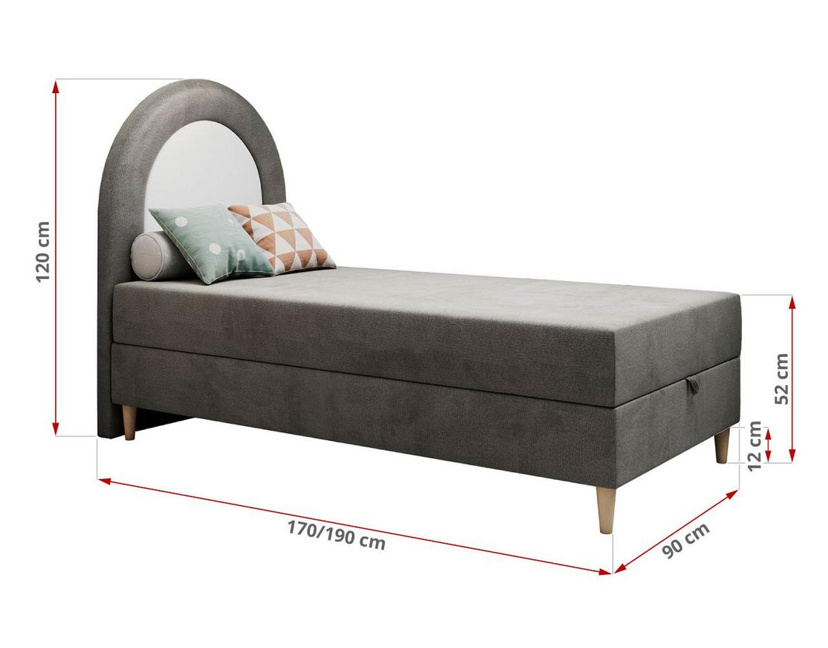 BOXBETT NEST 90/180 Dunkelgrau Velvet hydrophob - H3 - Dunkelgrau, Holz/Textil (90/180cm) - MKS