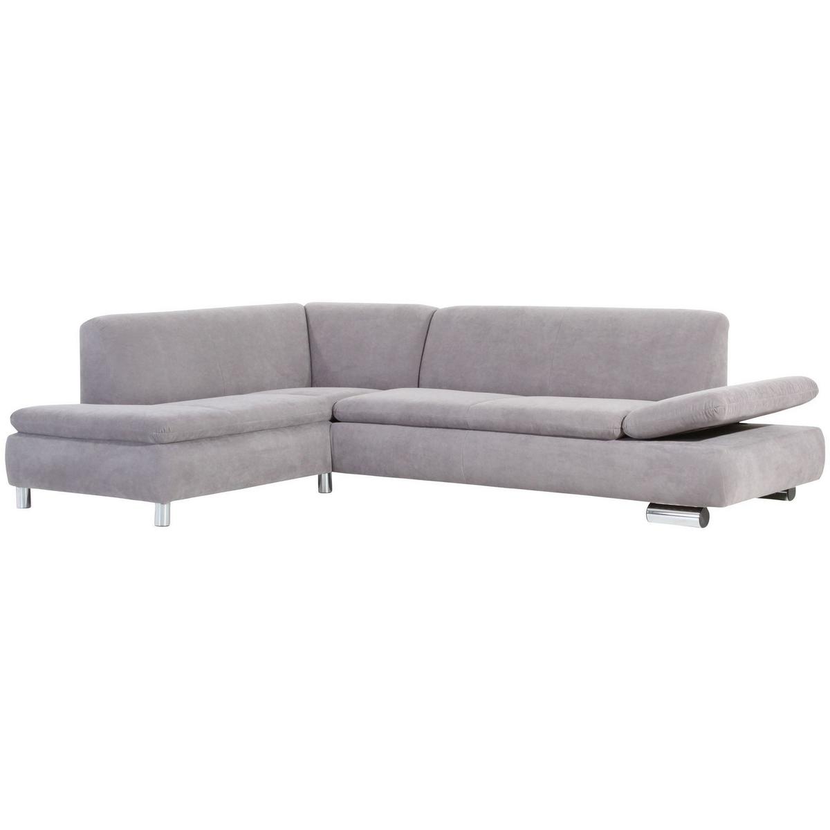 ECKSOFA mit Ottomane links Kaye Bezug Veloursstoff Metallfuß verchromt / silber - Grau, Kunststoff (190/270cm) - 58aufmkessel