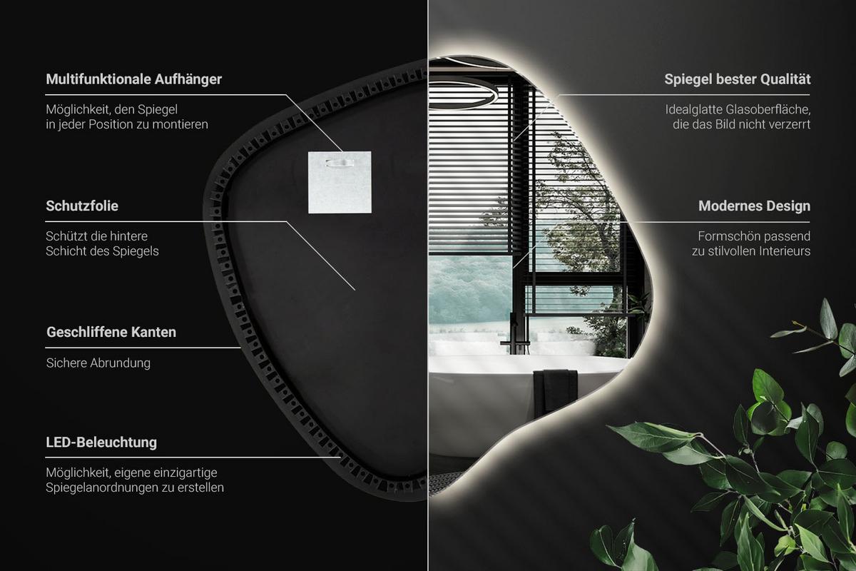 LED SPIEGEL 48,3x47,9 cm Neutralweiß 4000K - Transparent, Glas (48.3/47.9/0.4cm) - Wallfluent
