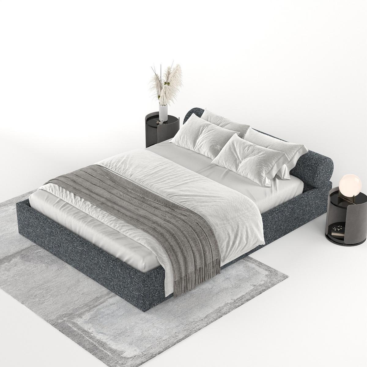 POLSTERBETT Solvo mit Stauraum 200/200 cm Grau im Blur Stoff - Schwarz/Naturfarben, Holz/Holzwerkstoff (200/200cm) - AltaBeds