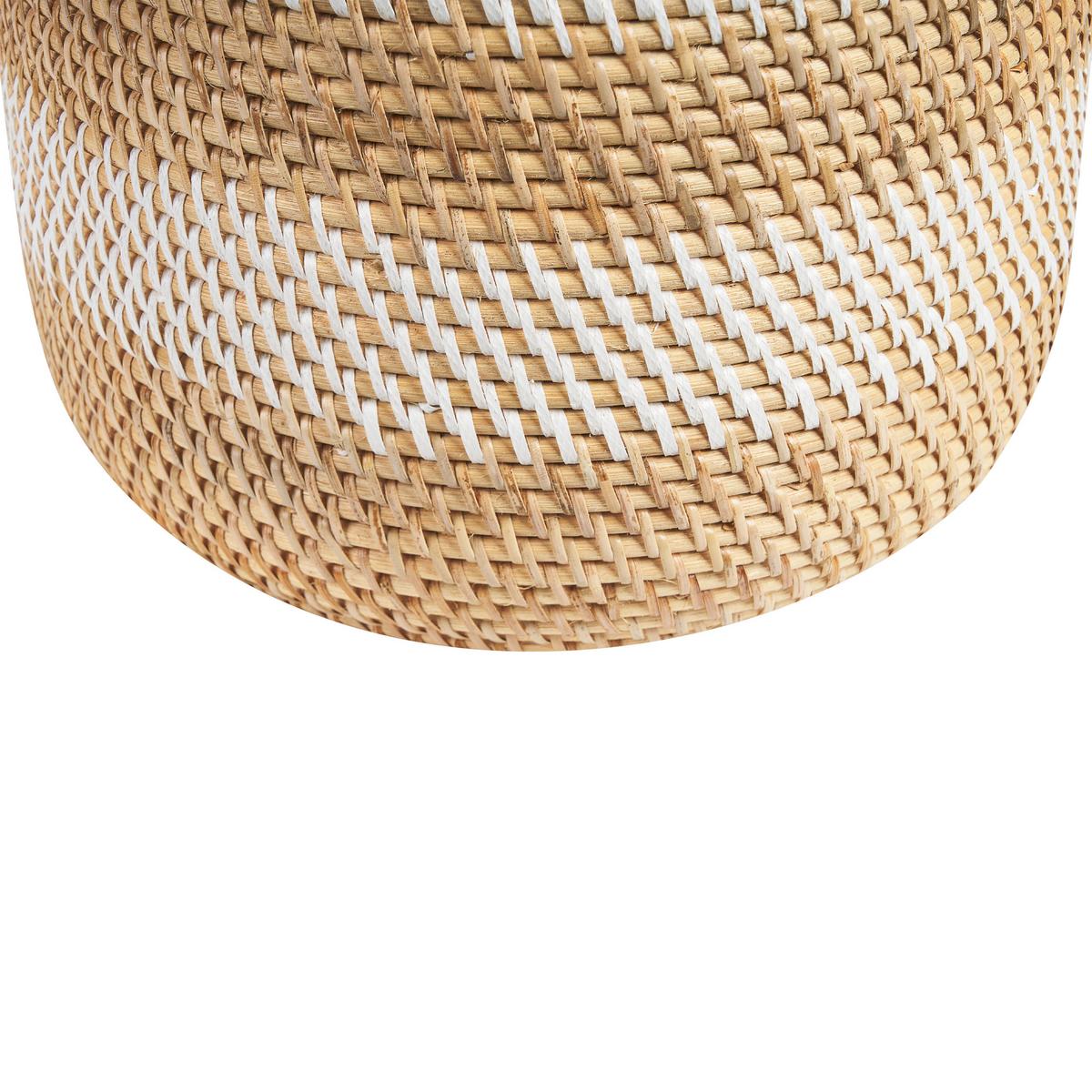 DEKOVASE Rattan weiß Renun - Weiß, Naturmaterialien (36cm) - Beliani