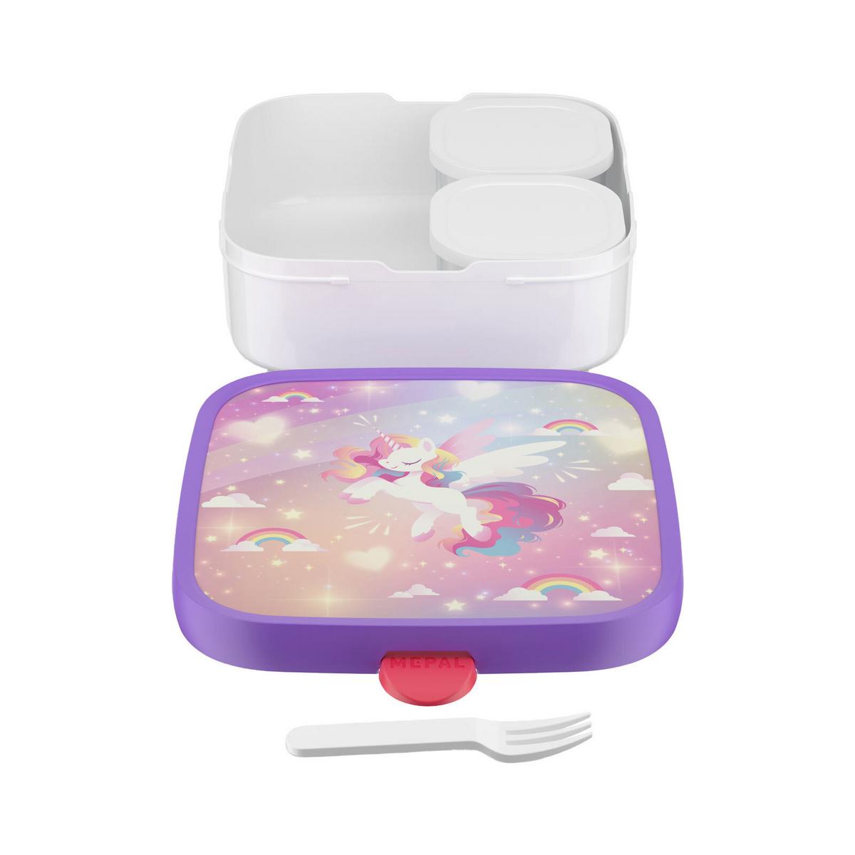 BROTDOSE XL Campus (2025) Unicorn Glow 1,3 l - Violett/Weiß, Kunststoff (18.2/6.1/18.2cm) - Mepal