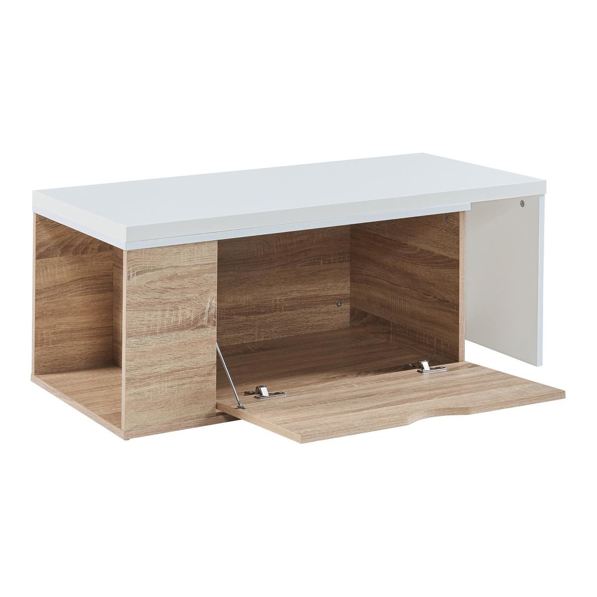BEISTELLTISCH Österåker - Braun/Weiß, Holzwerkstoff (47.5/100/40cm) - [en.casa]