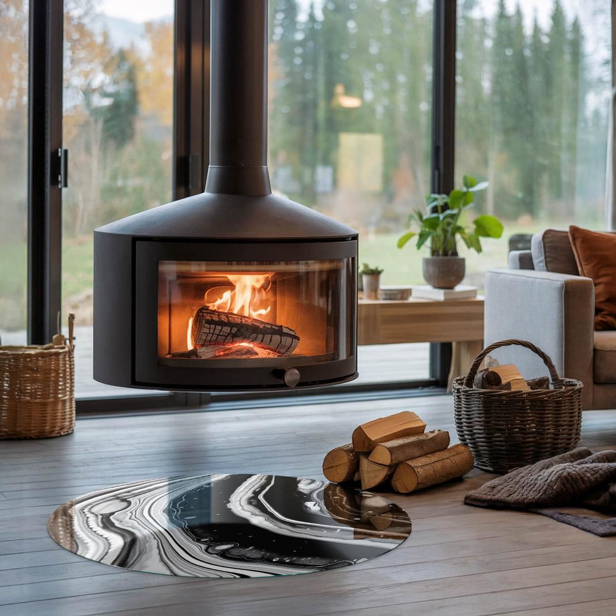 GLASPLATTE für Kamin Ø 80 cm - Multicolor, Glas (80/80/0.4cm) - TULUP