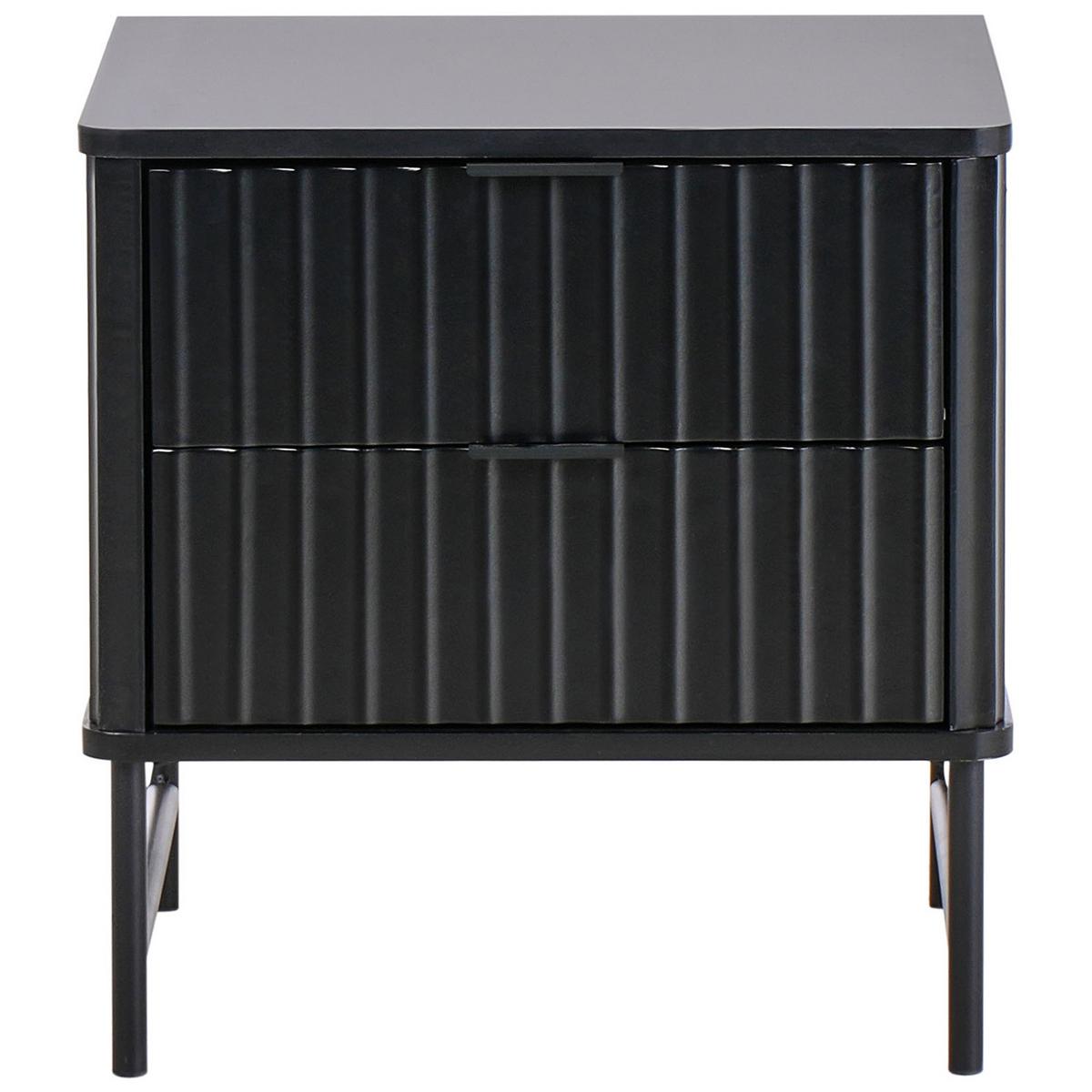 NACHTTISCH mit 2 Schubladen Schwarz Glastonbury - Schwarz, Holzwerkstoff (40/48/50cm) - Beliani