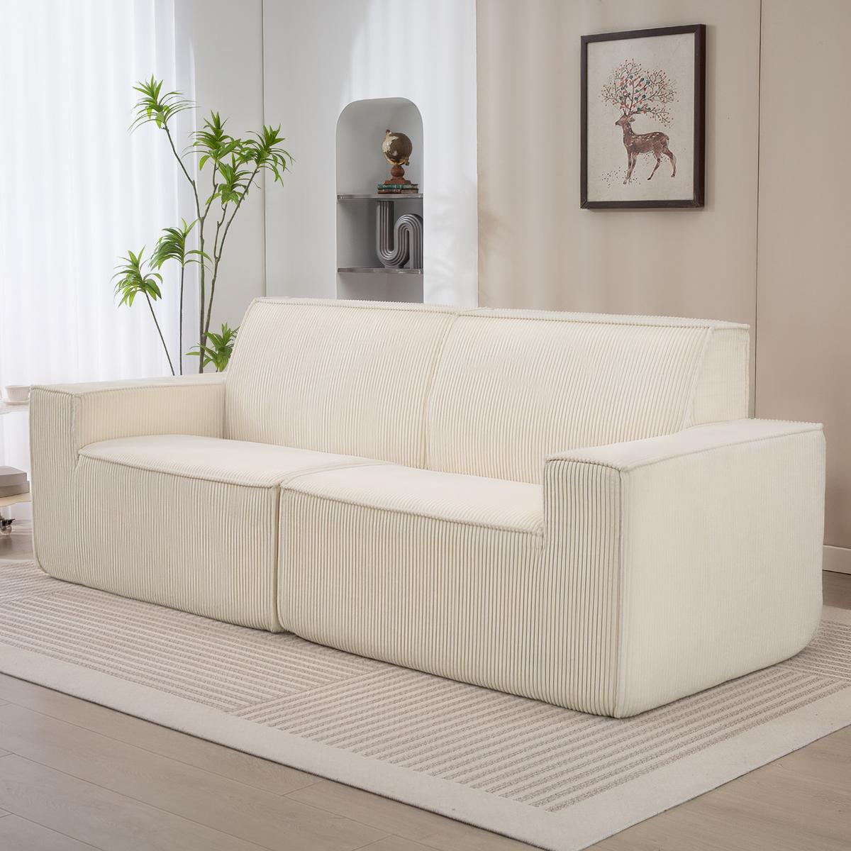 SOFA Vyren 230/90/85cm - Beige, Kunststoff (90/85/230cm) - ZMH