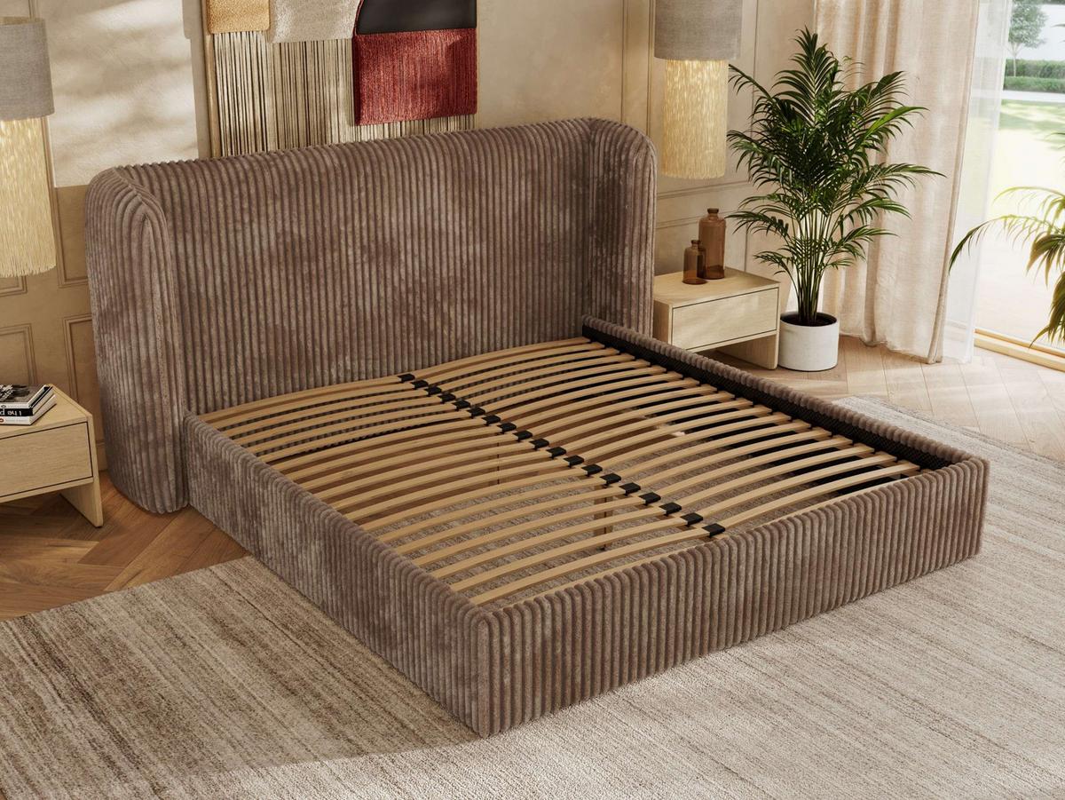 POLSTERBETT EMORA CLASSIC 140/200 - Braun Cord - Multipocket-Matratze - Braun, Textil (140/200cm) - MKS