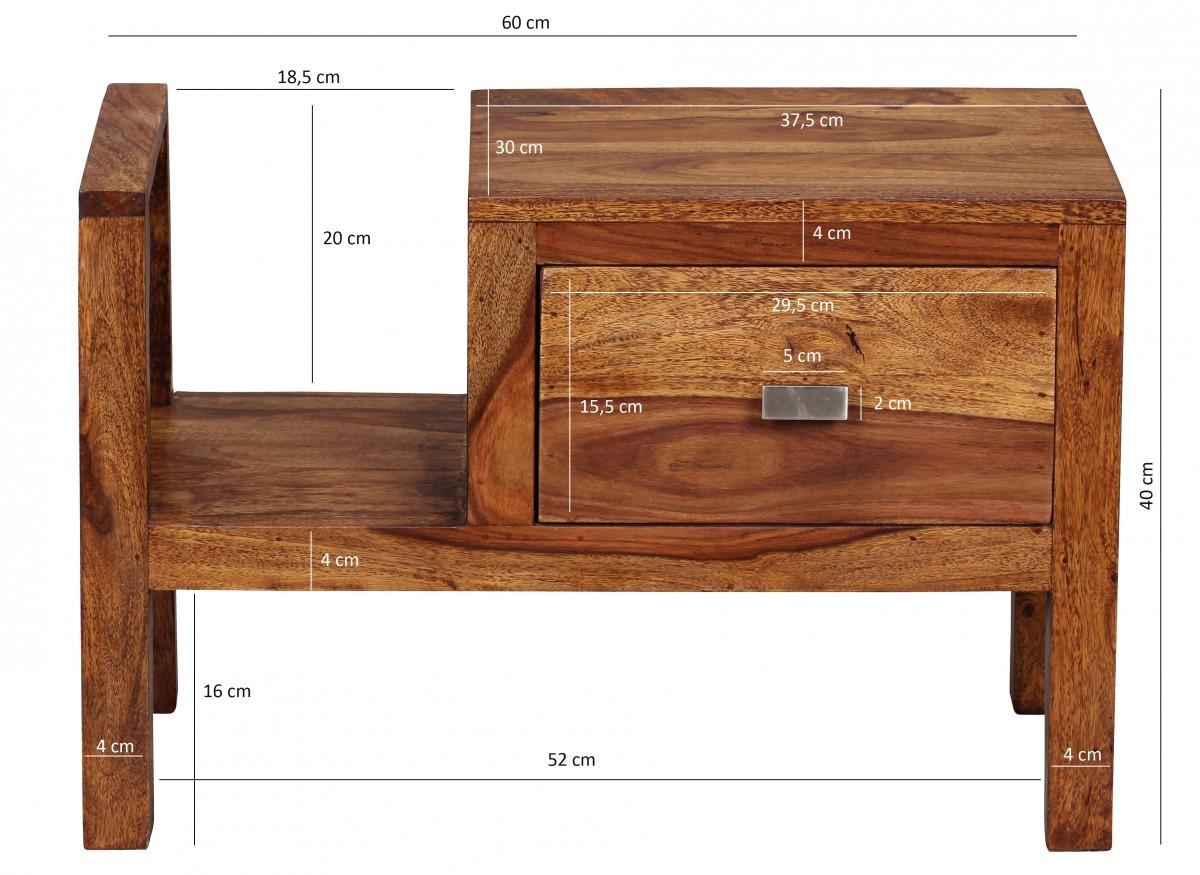 NACHTTISCH – Massivholz, 40 cm hoch, Schublade & Ablagefach, Landhausstil - Braun, Holz (60/40/30cm) - KADIMA DESIGN