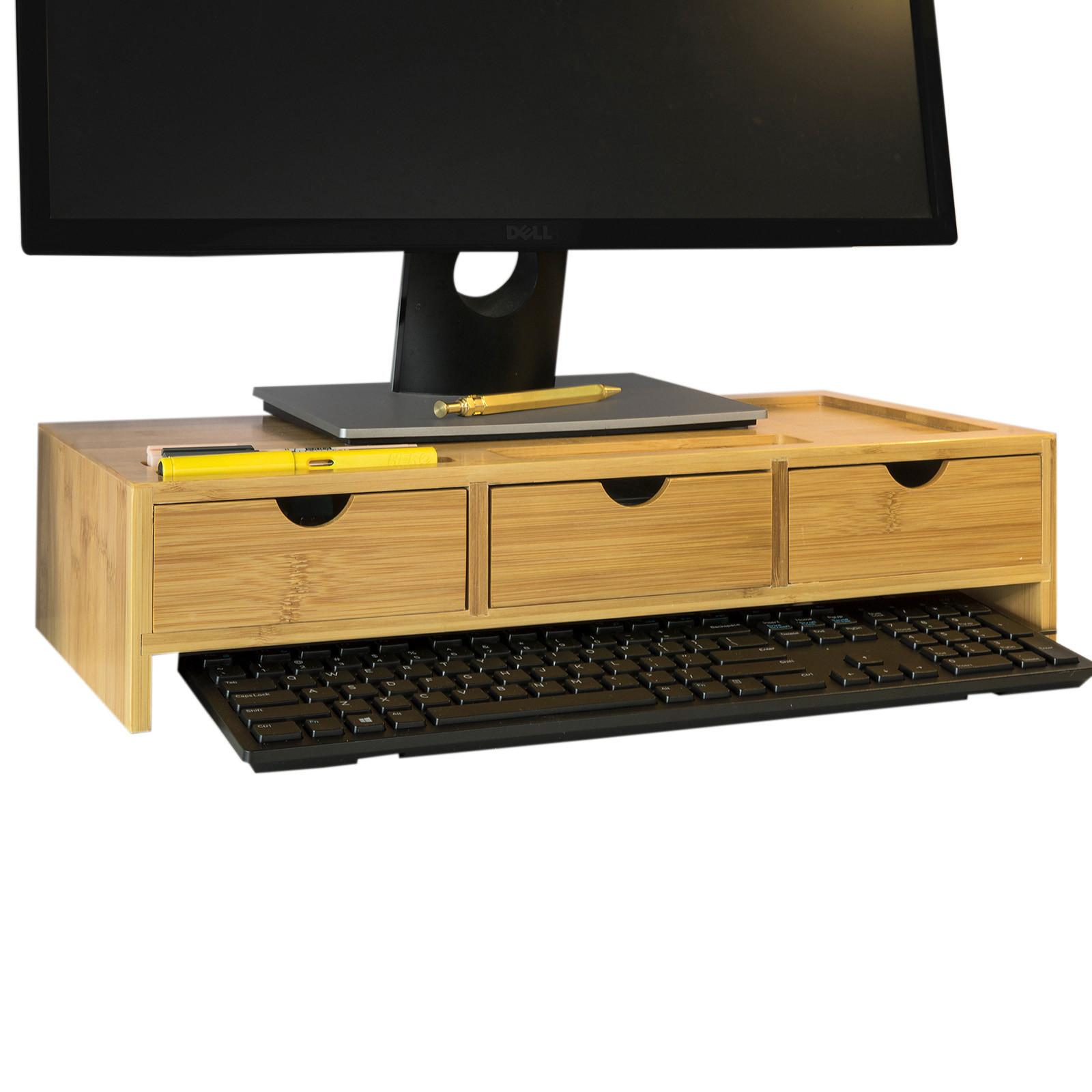 MONITORSTÄNDER mit Schubladen BBF03-N - Ahornfarben, Fell (25/51/11.5cm) - SoBuy