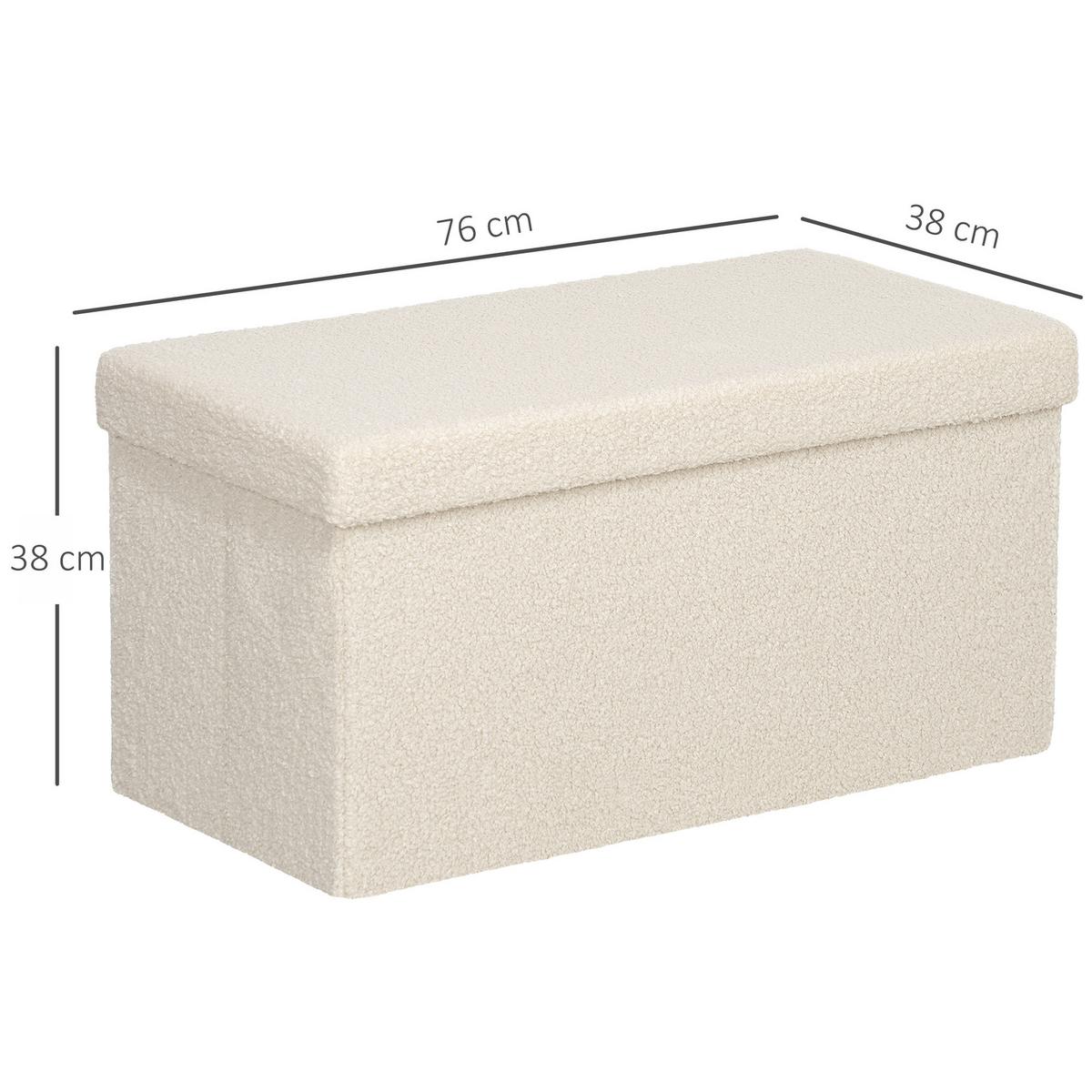 TRUHENBANK faltbar samtoptik - Weiß, Kunststoff (38/38/76cm) - HOMCOM
