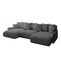WOHNLANDSCHAFT mit Schlaffunktion und Bettkasten ONESK-U-v1 317x177x72 Dunkelgrau Cord - Dunkelgrau, Holzwerkstoff/Kunststoff (317/72/177cm) - ALTDECOR