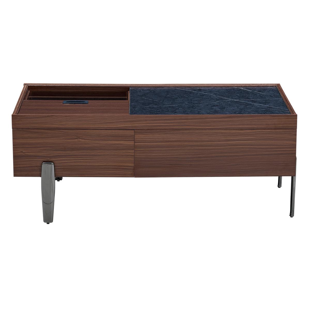 COUCHTISCH in Dunkelbraun & Marmor-Optik - Weiß, Holzwerkstoff (50/105/42cm) - Urban Meuble