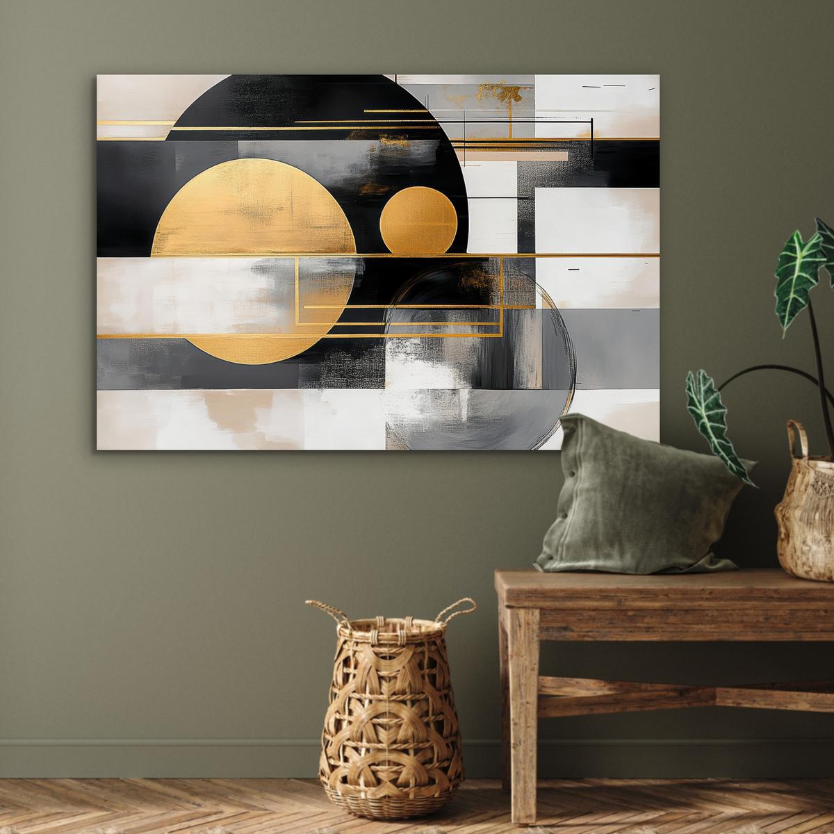 METALLBILD Abstrakt - Gold - Silber - Formen - Ästhetisch - Modern Wanddeko 90x60 cm - Goldfarben, Metall (90/60cm) - MuchoWow