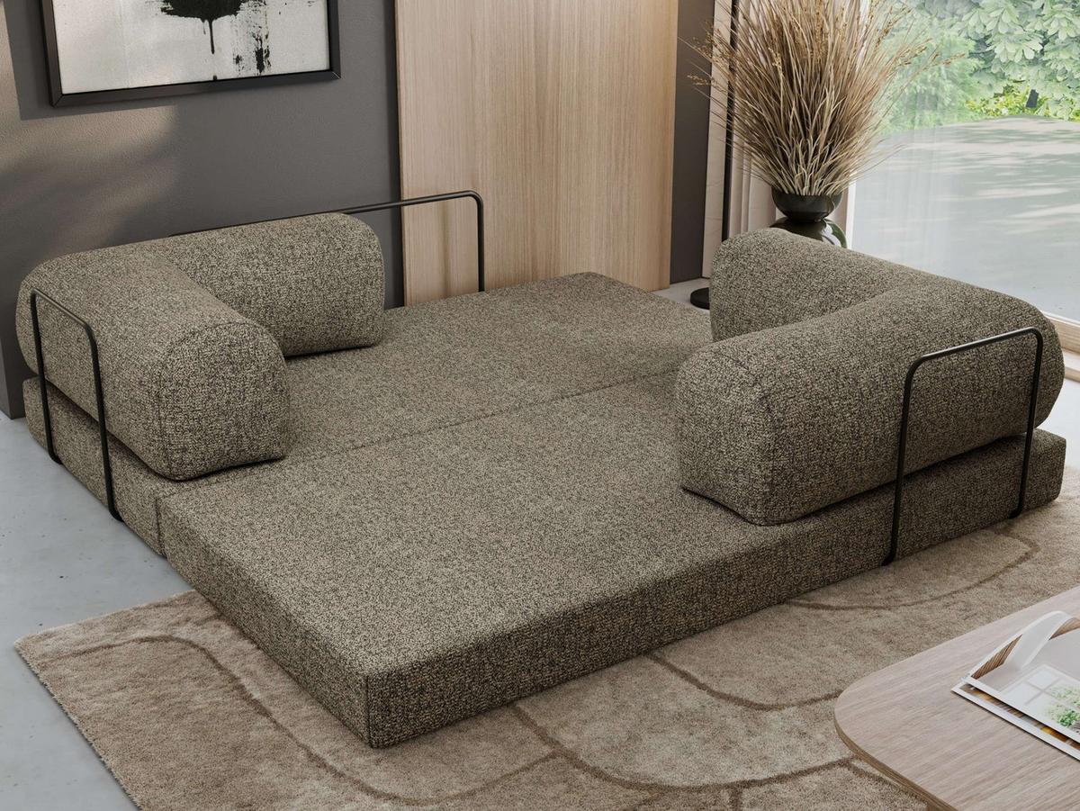 3-SITZER SOFA ORSETTO - Grau Stukture - Schwarz/Grau, Textil/Metall (200/70/100cm) - MKS