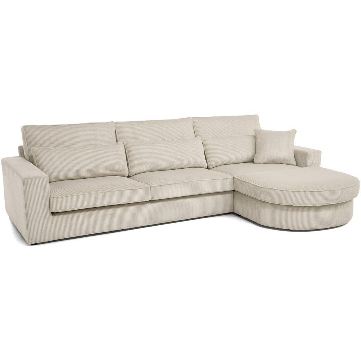 ECKSOFA Pablo ohne Schlaffunktion, mit abgerundeter Ottomane, rechts, Beige - Beige, Textil (319/196cm) - Beautysofa