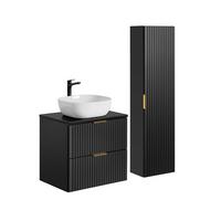 BADMÖBEL 60.6cm Adriel 2er-Set Mattschwarz - Schwarz, Holzwerkstoff (60.6/59/46cm) - Petits-meubles