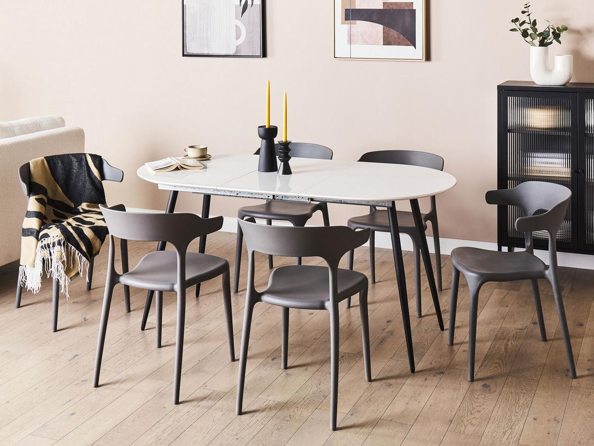 ESSTISCH weiß/schwarz 120/160/80 cm ausziehbar Staverton - Schwarz/Weiß, Holzwerkstoff (120/80/76cm) - Beliani