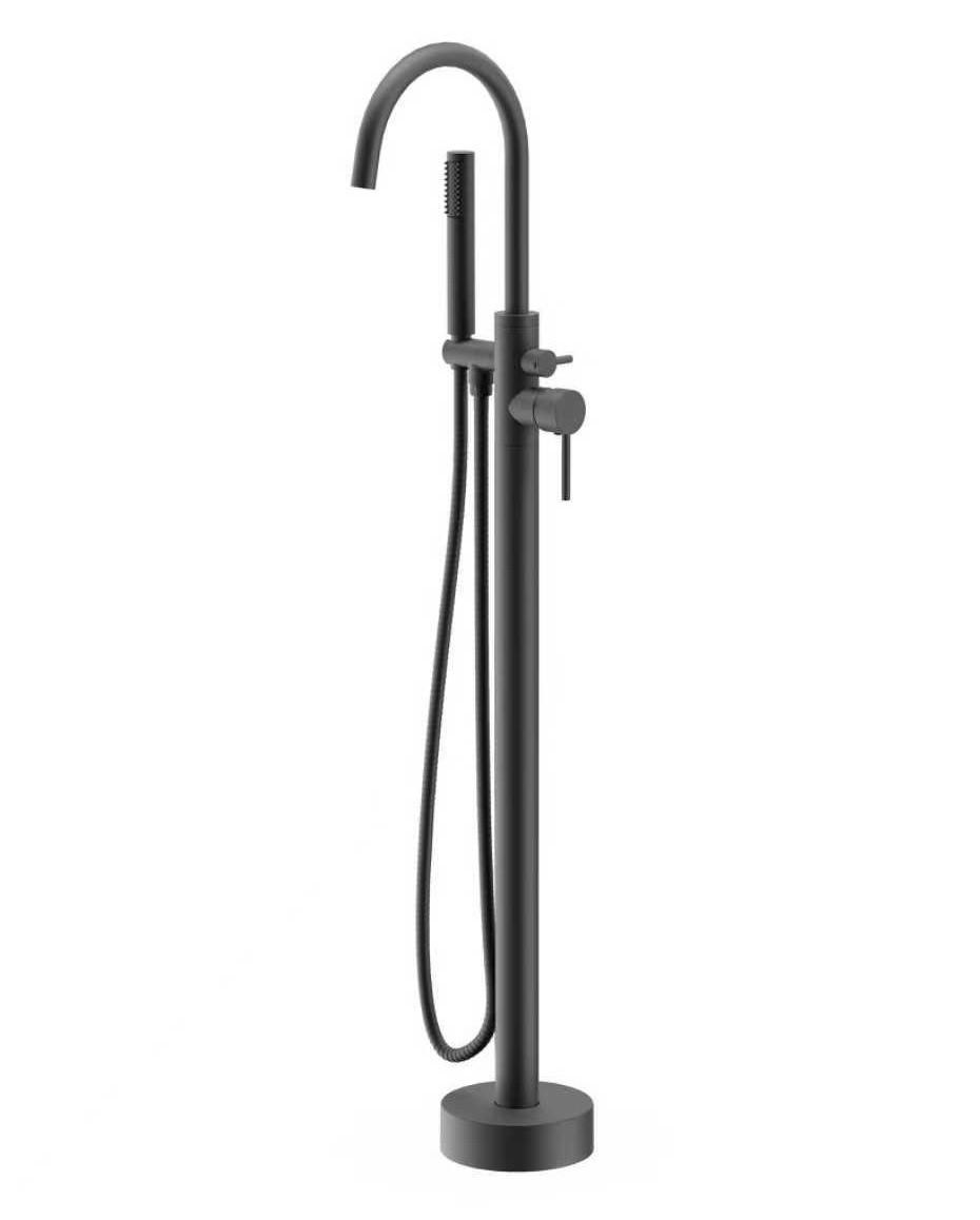 BADEWANNENARMATUR Fuji freistehend Schwarz Matt - Schwarz, Metall (16/115/22cm) - Badplaats