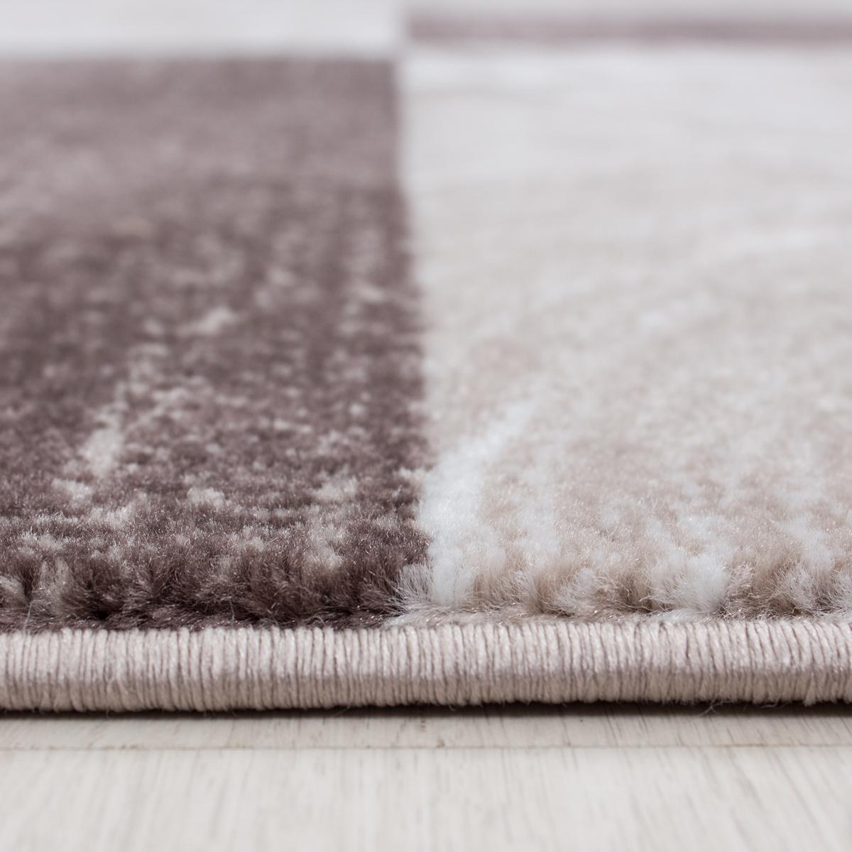 TEPPICH Kurzflor DRAU in Braun, abstrakt kariert, 140 x 200 cm - Braun, Textil (200/140cm) - KADIMA DESIGN