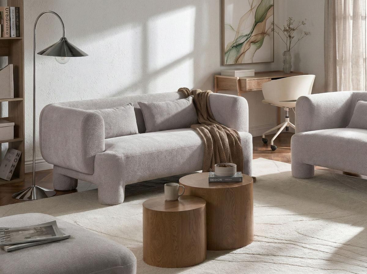 3-SITZER-SOFA Stoff Beige Hogbo - Beige, Textil (180/73/93cm) - Beliani